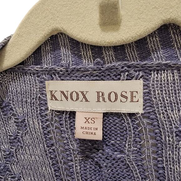 Knox Rose Open Knit Waterfall Open Cardigan Blue XS Long Sleeve Casual Cotton - Picture 3 of 8